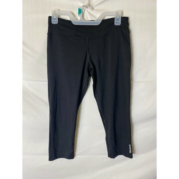 REEBOK WOMENS SIZE MEDIUM BLACK CROPPED ACTIVEWEAR PANTS COMPRESSION - Picture 1 of 2